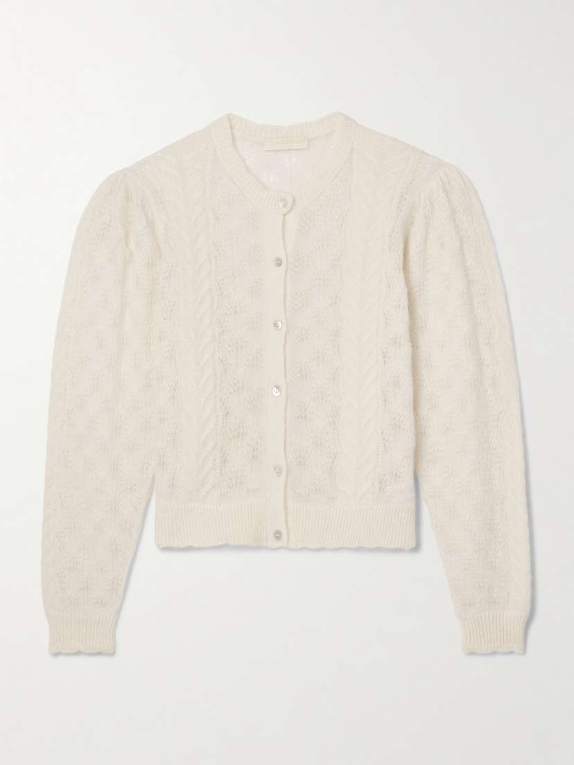 Ulla Johnson Haley Brushed Cable-knit Alpaca-blend Cardigan