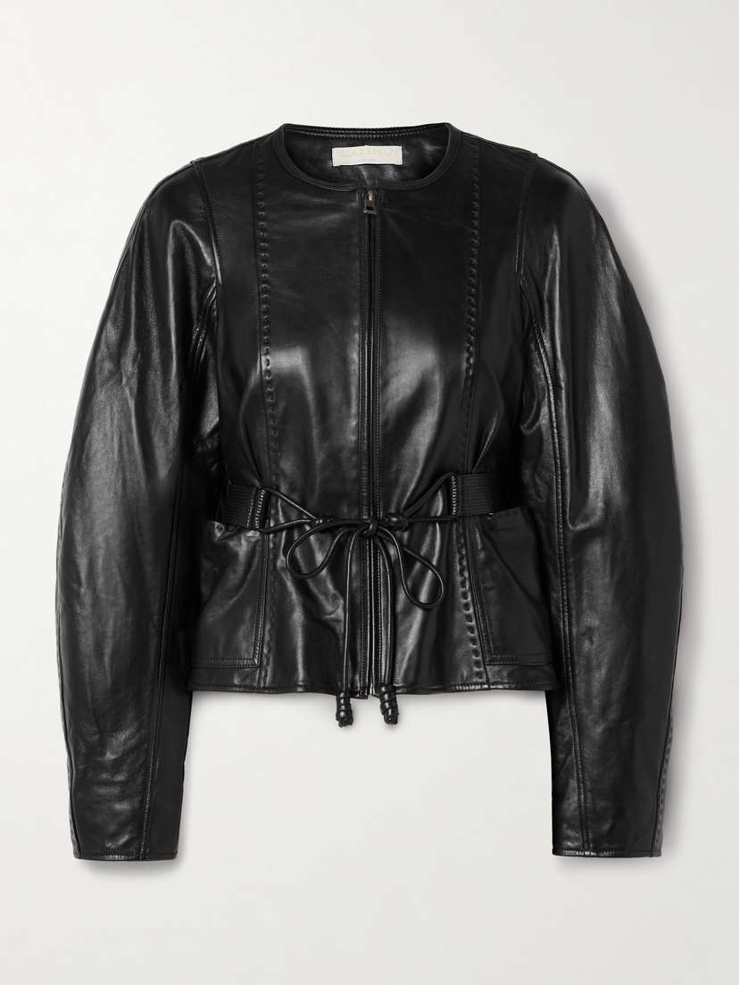 Ulla Johnson Aidan Belted Paneled Leather Jacket