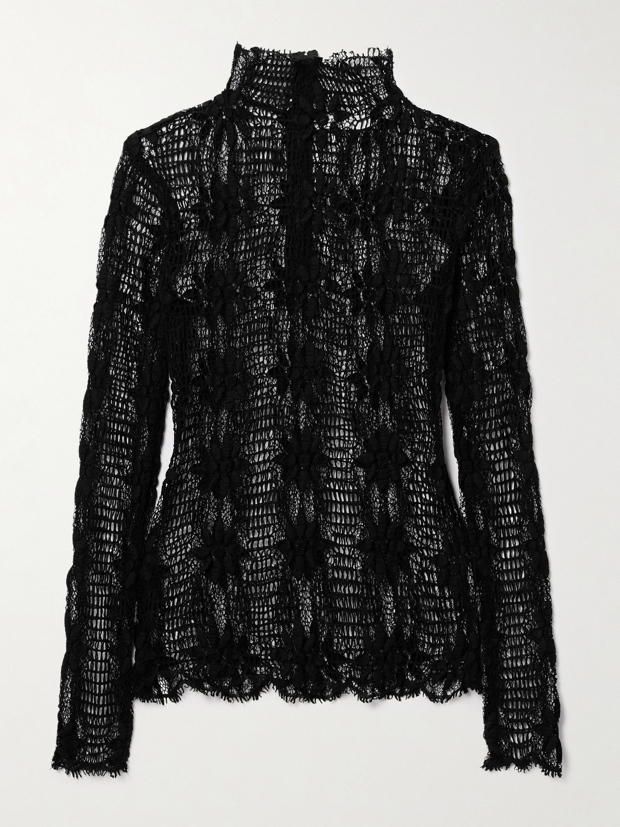 Ulla Johnson - Amal Cotton-blend Lace Turtleneck Top - Black