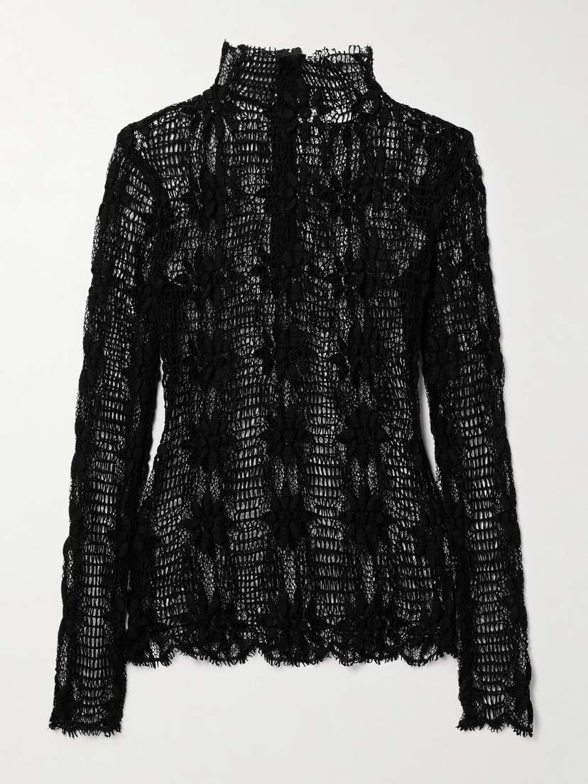 Ulla Johnson Amal Cotton-blend Lace Turtleneck Top - x large