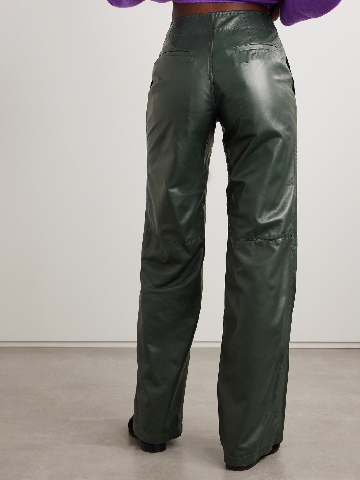 Ulla Johnson Lotti Paneled Leather Wide-leg Pants In Green