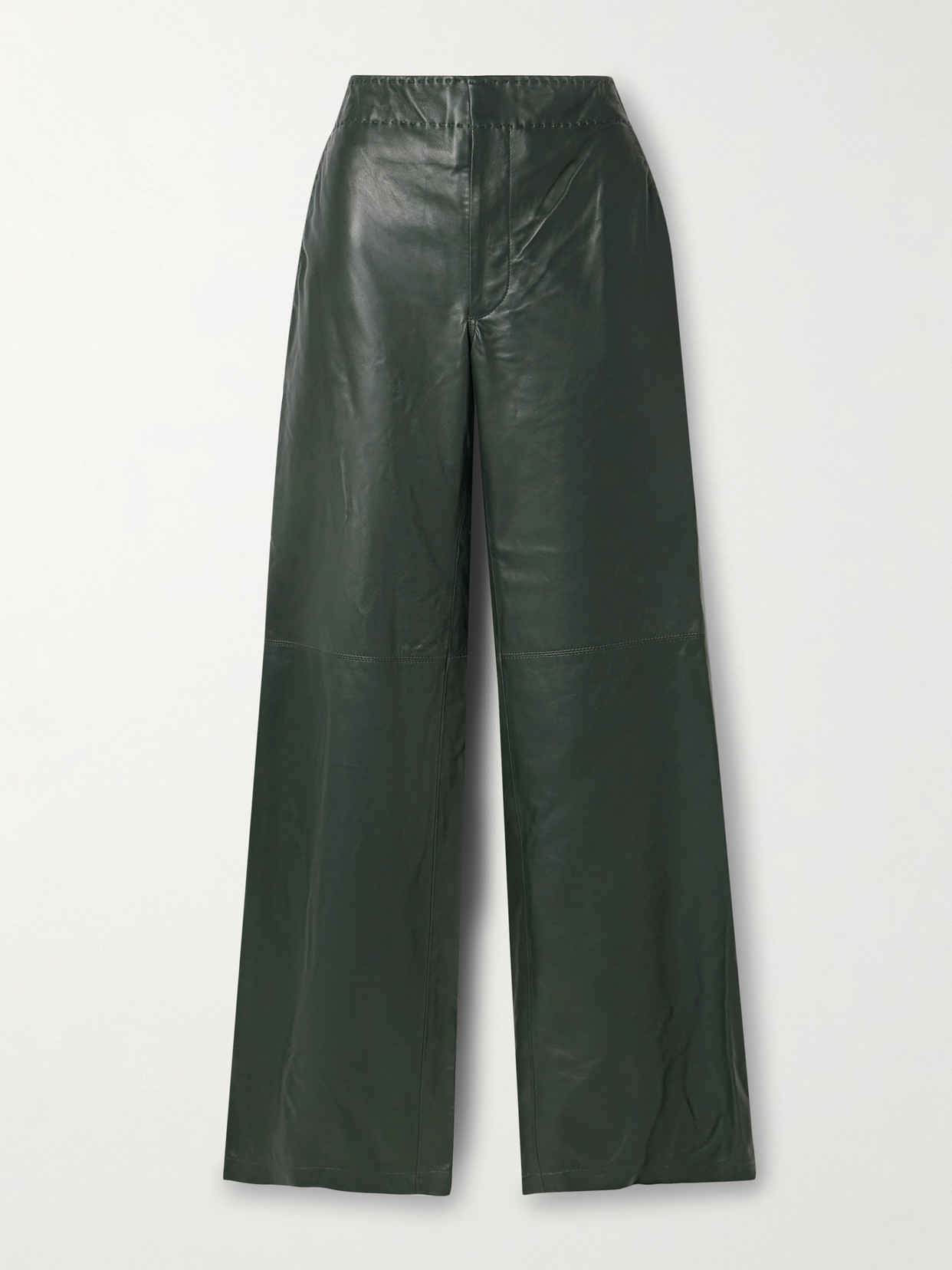 Ulla Johnson Lotti Paneled Leather Wide-leg Trousers In Green
