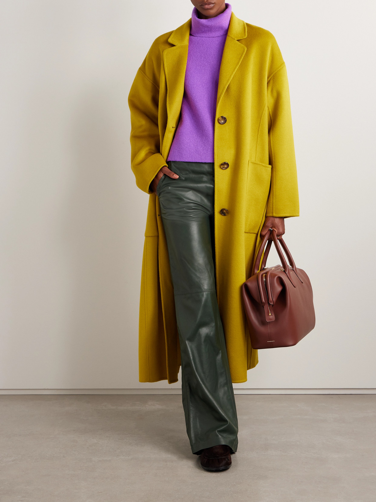 Ulla Johnson Lotti Paneled Leather Wide-leg Pants In Green