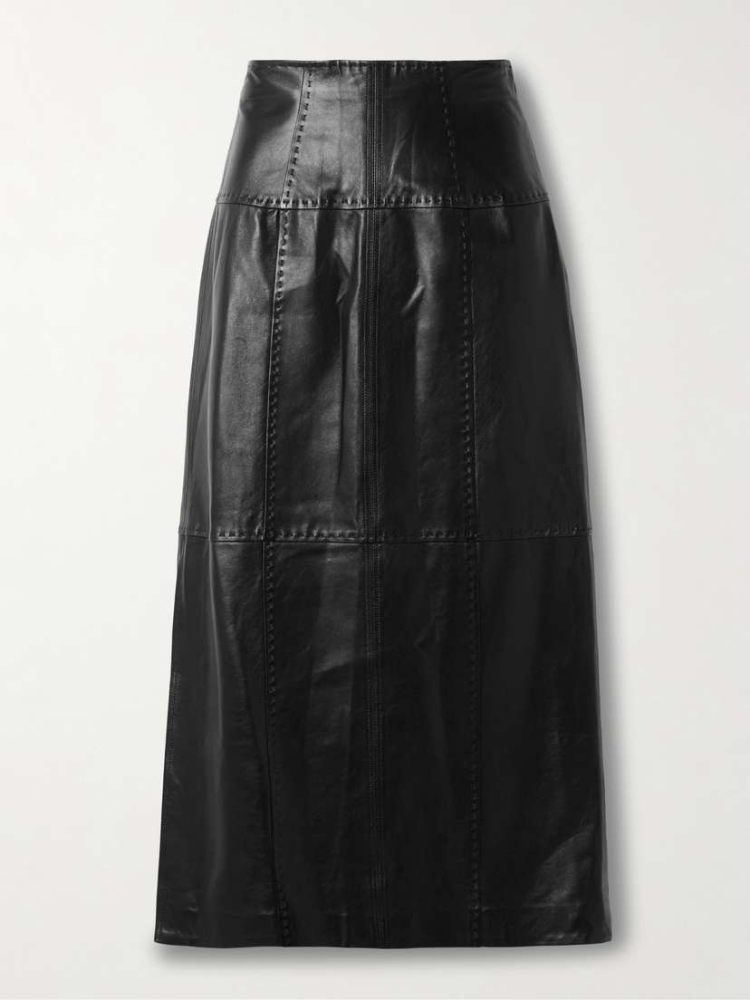 Ulla Johnson Enid Paneled Leather Midi Skirt
