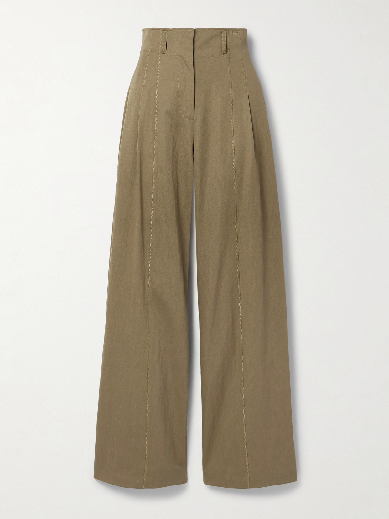 Ulla Johnson Delvine High-rise Pleated Wide-leg Pants In Neutrals