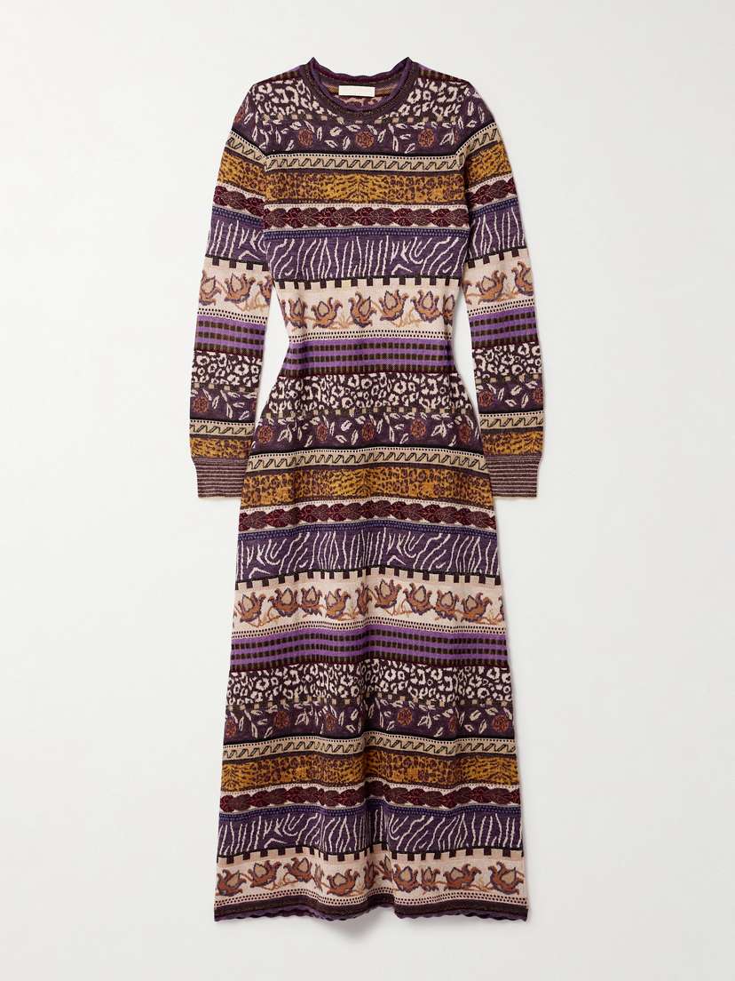 Ulla Johnson Paloma Metallic Jacquard-knit Midi Dress