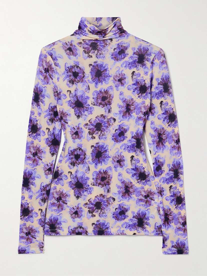 Ulla Johnson Aurelia Floral-print Stretch-jersey Turtleneck Top - x large