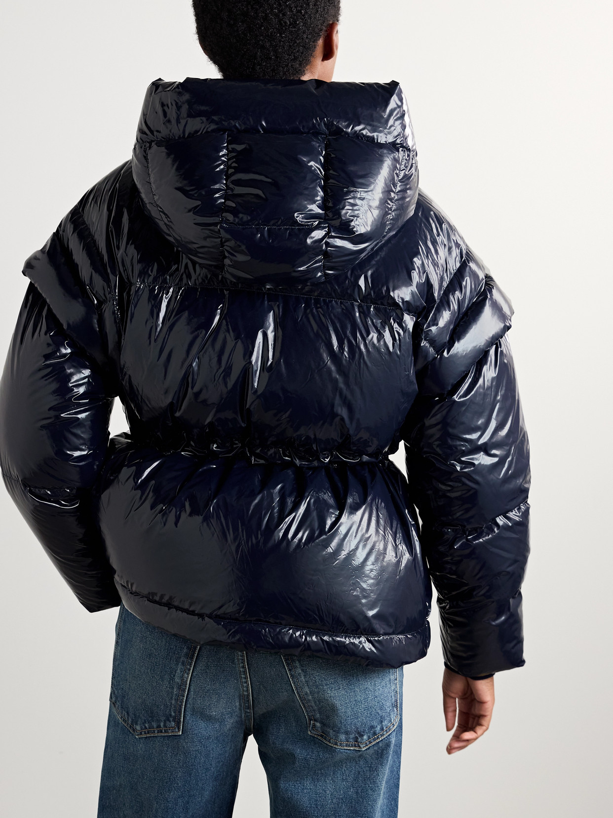Ulla Johnson Rhodes Convertible Hooded Padded Quilted Glossed-shell Jacket In Blue