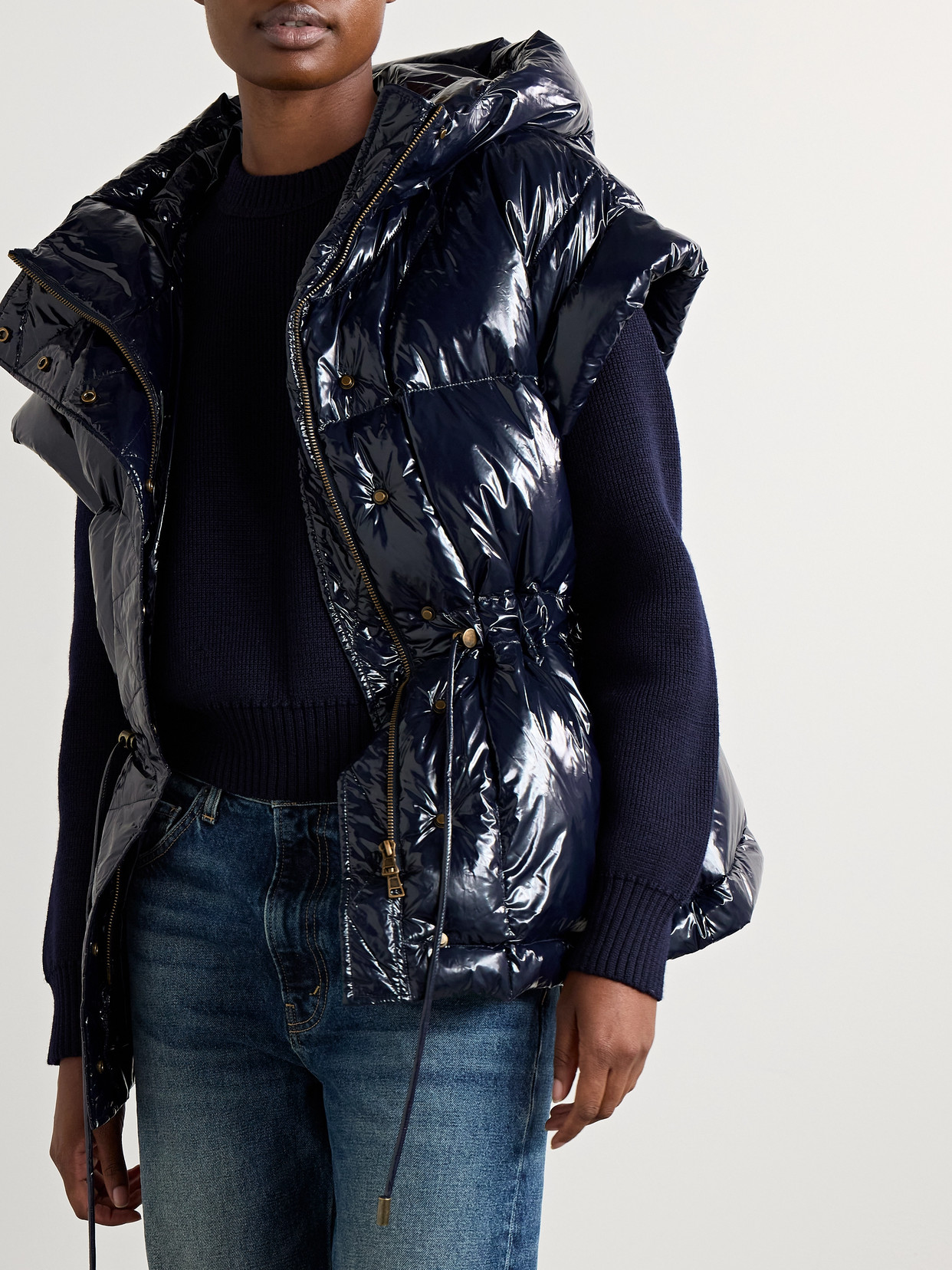 Ulla Johnson Rhodes Convertible Hooded Padded Quilted Glossed-shell Jacket In Blue