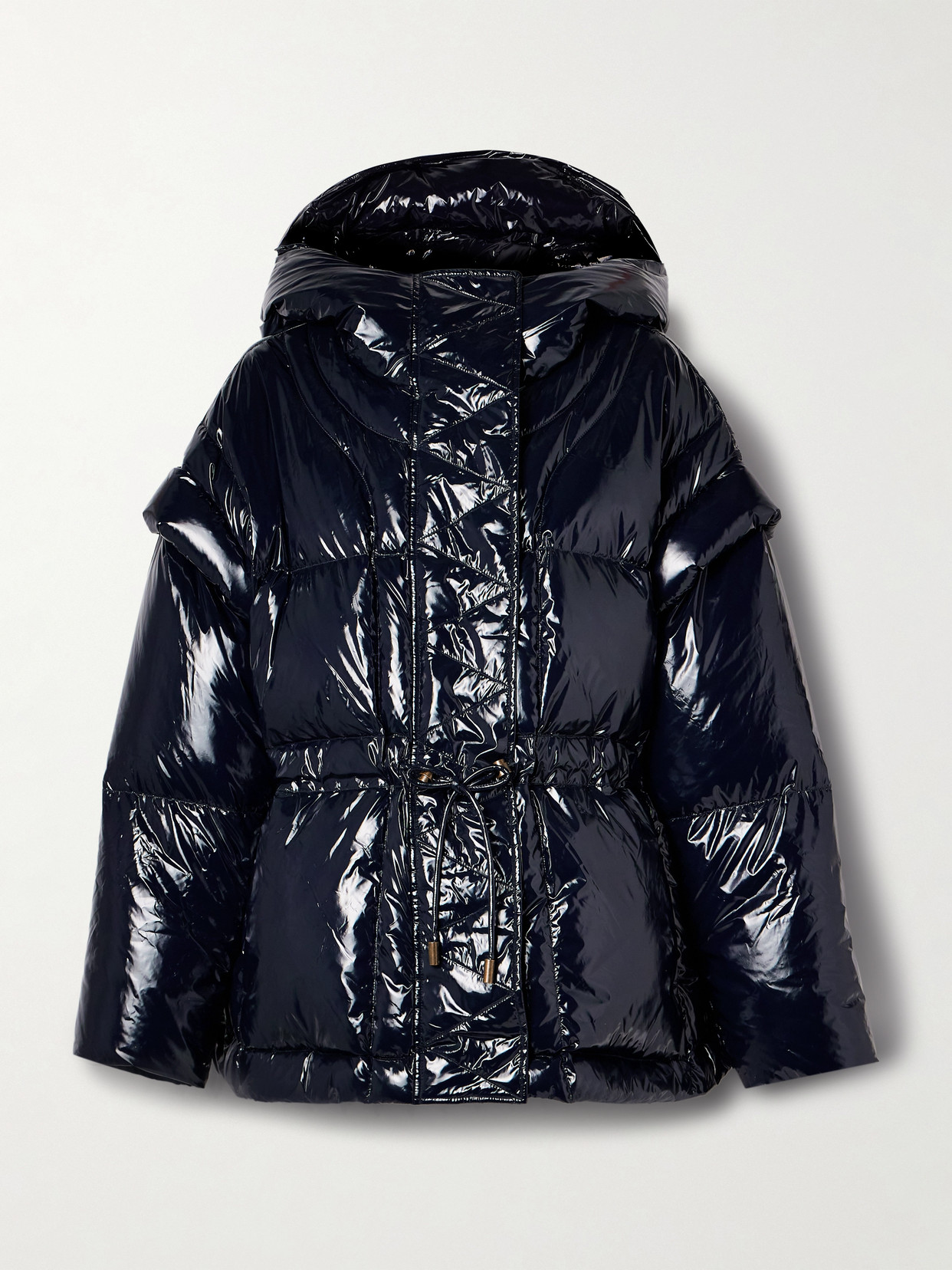 Ulla Johnson Rhodes Convertible Hooded Padded Quilted Glossed-shell Jacket In Blue