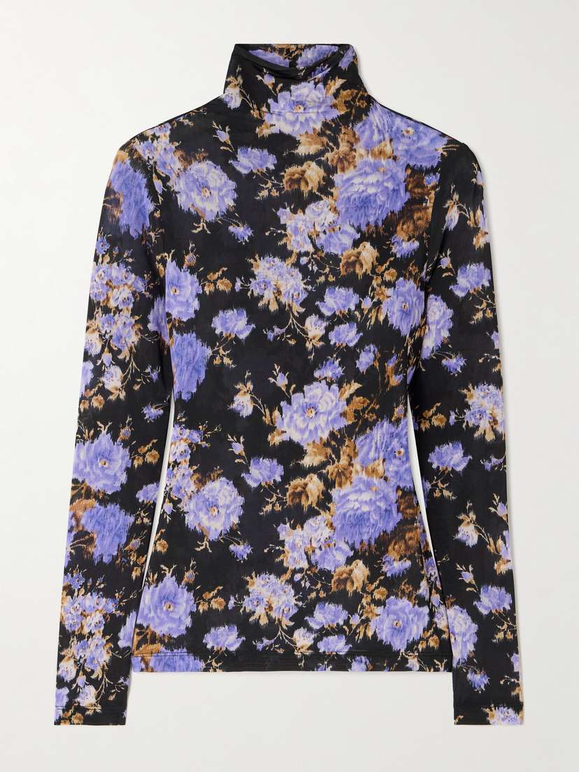 Ulla Johnson Aurelia Floral-print Stretch-jersey Turtleneck Top - x large