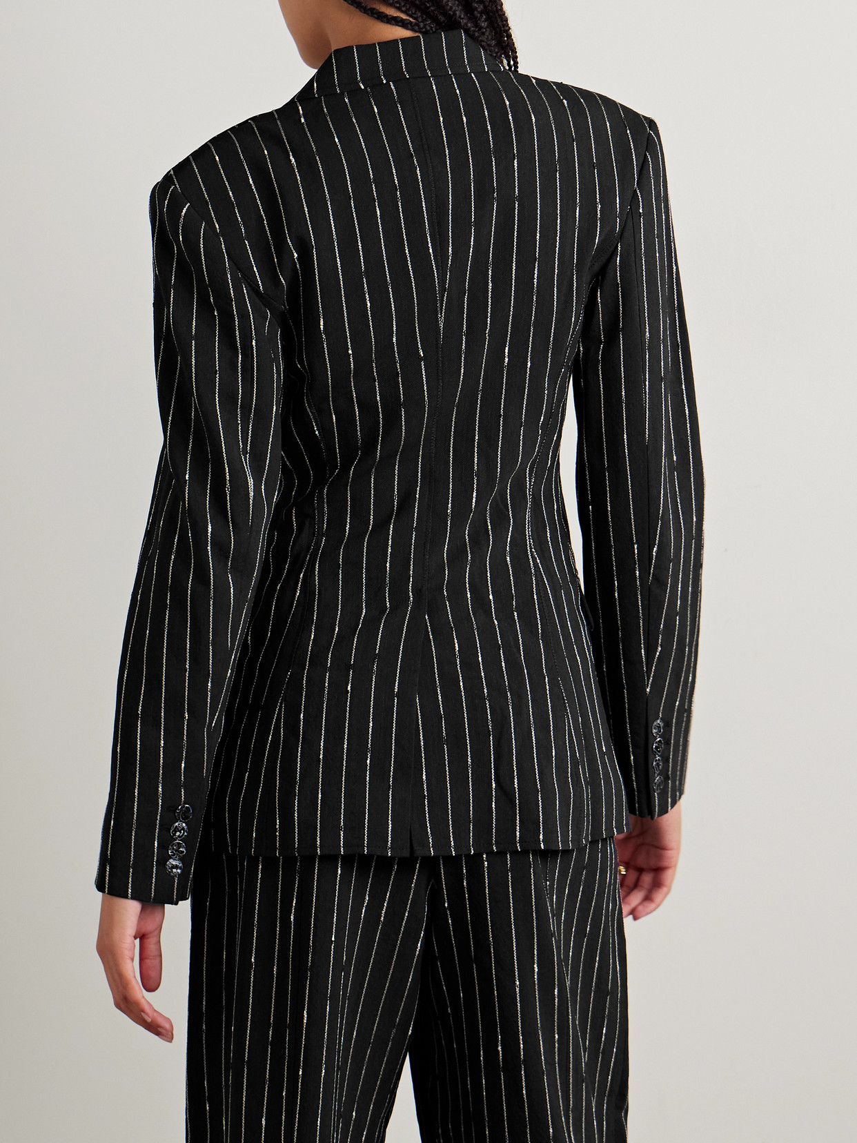 Ulla Johnson Dhemi Striped Wool-blend Twill Blazer In Black