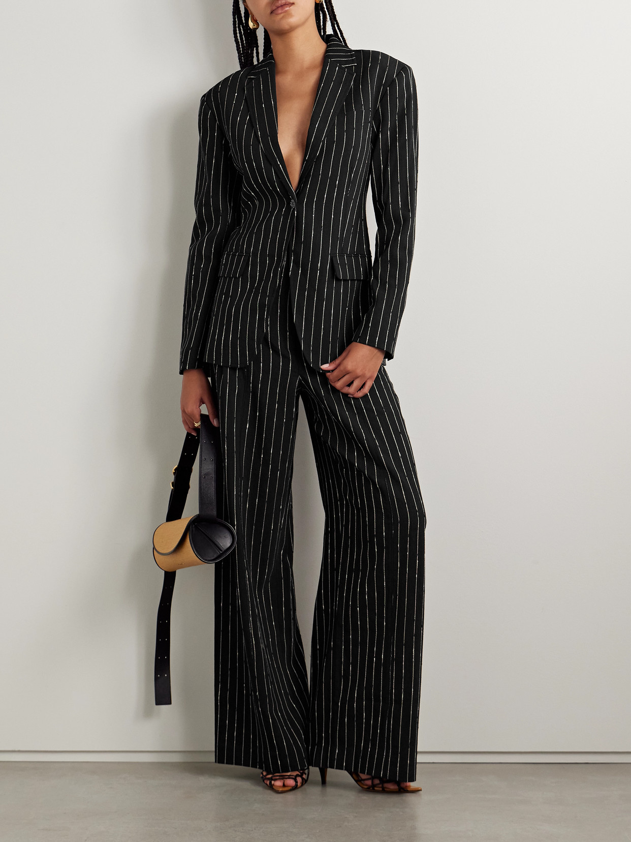 Ulla Johnson Dhemi Striped Wool-blend Twill Blazer In Black