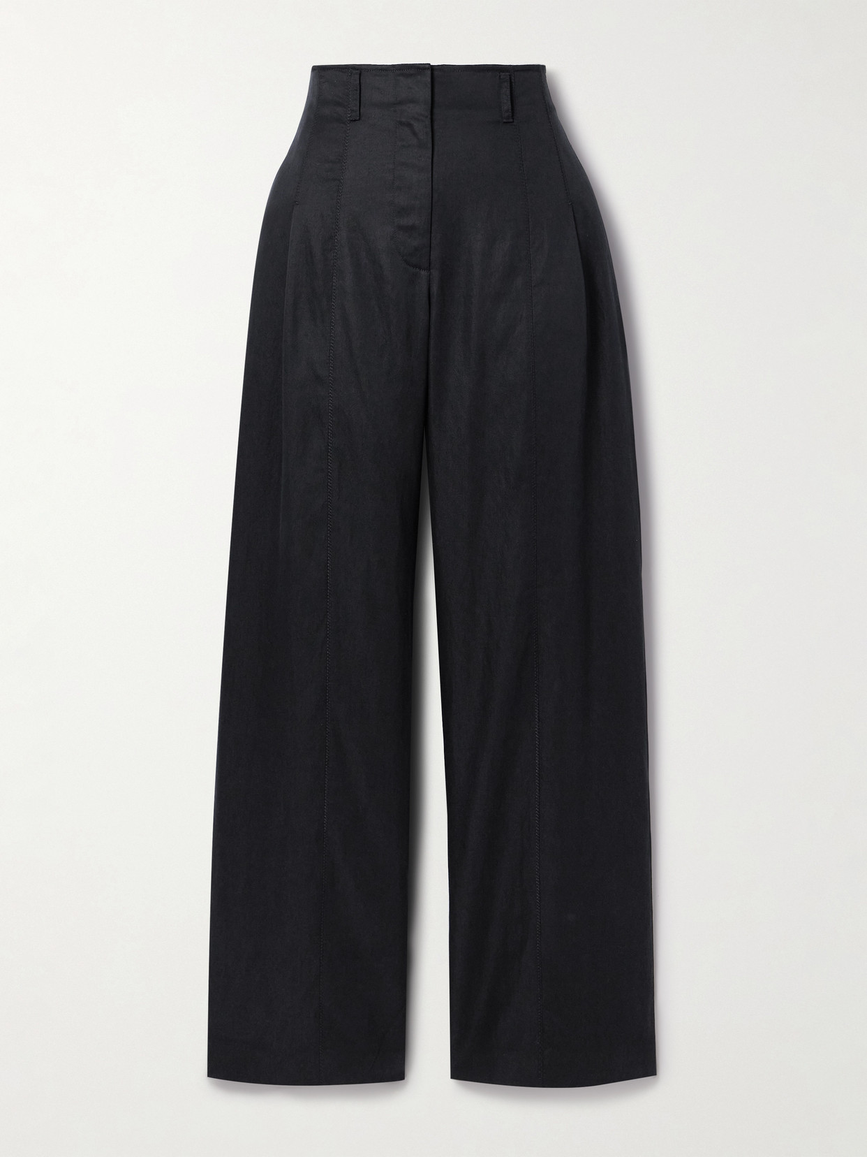 Ulla Johnson Delvine Pleated Lyocell-blend Twill Wide-leg Trousers In Black