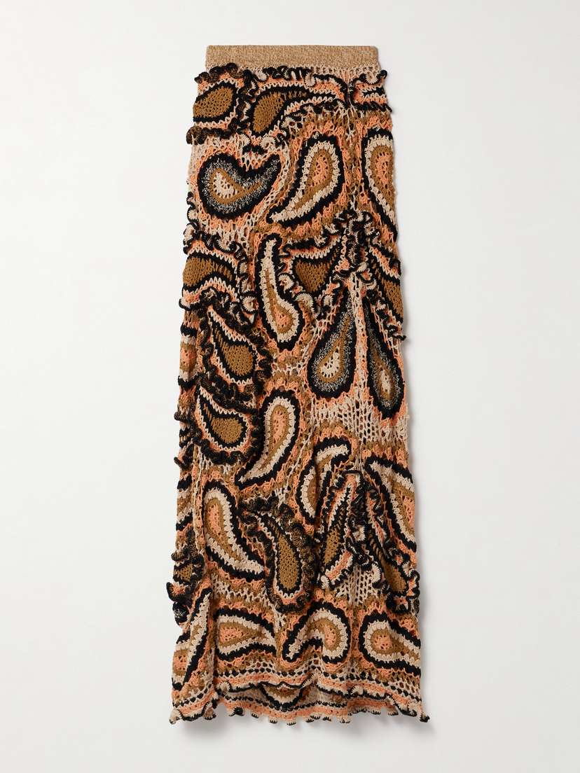 Ulla Johnson Ina Ruffled Crocheted Cotton Maxi Skirt