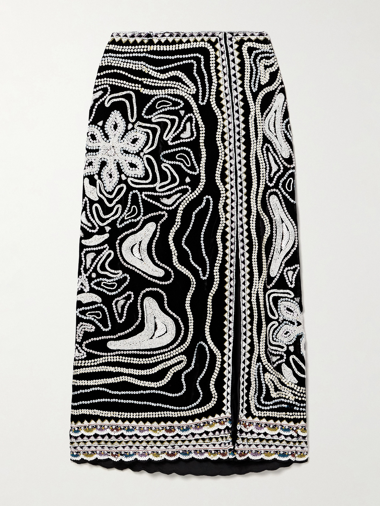 Ulla Johnson Adara Embellished Silk-blend Midi Skirt In Black