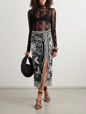 Ulla Johnson Adara embellished velvet midi skirt