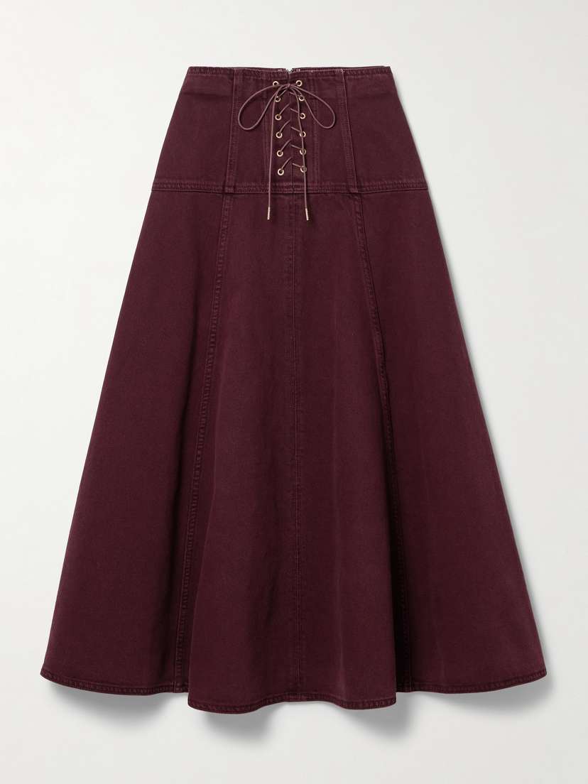 Ulla Johnson The Estelle Lace-up Denim Midi Skirt
