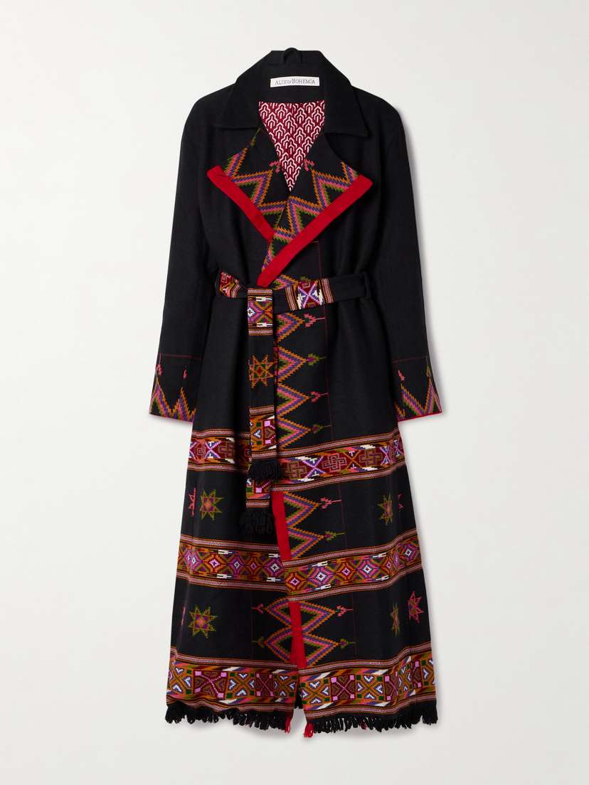 ALIX OF BOHEMIA Penelope Belted Fringed Embroidered Wool-twill Jacket