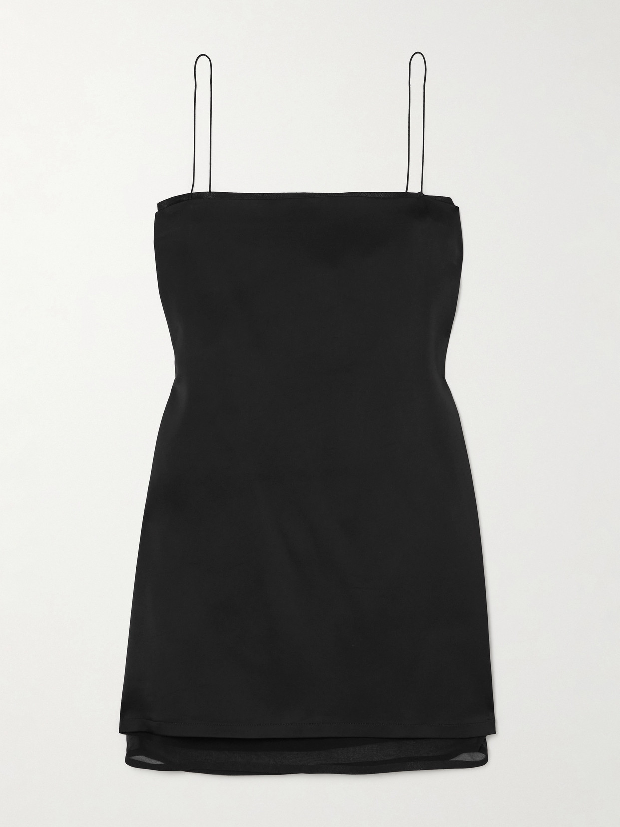 Jacquemus The Mia Layered Crepe De Chine-trimmed Satin Mini Dress In Black