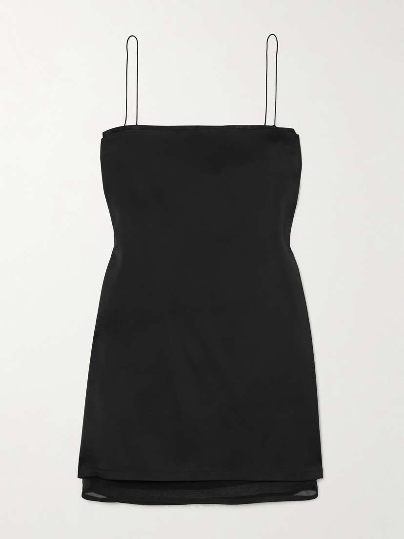 Jacquemus Mia Layered Crepe De Chine-trimmed Satin Mini Dress