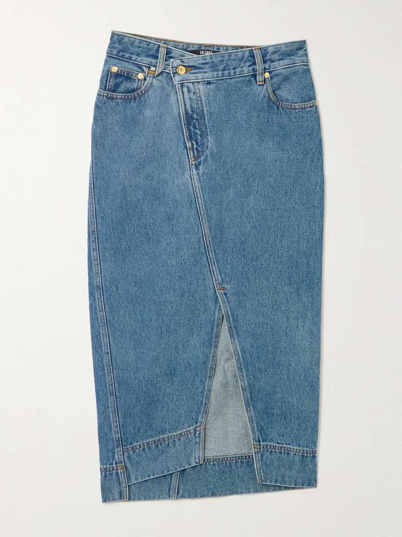 Jacquemus La Jupe De Nimes Asymmetric Denim Midi Skirt