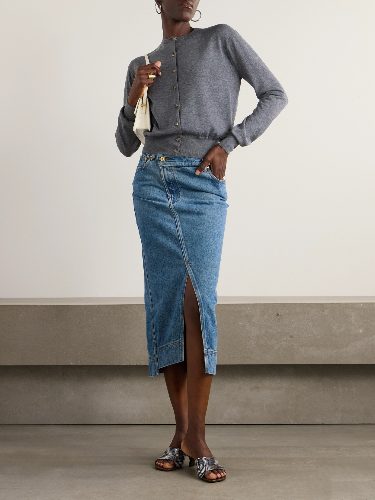 Jacquemus La Jupe De Nimes Asymmetric Denim Midi Skirt In Blue