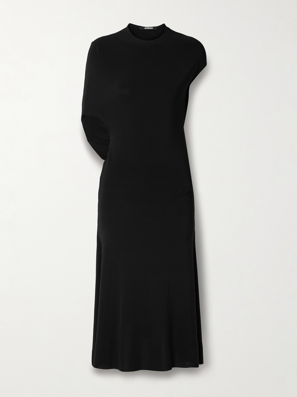 Jacquemus La Robe Salerno Asymmetric Open-back Stretch-jersey Midi Dress In Black