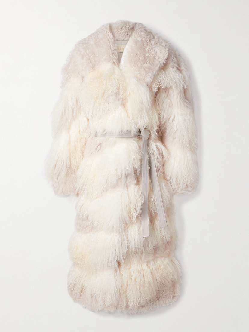 Ulla Johnson Emrys Belted Leather-trimmed Paneled Shearling Coat
