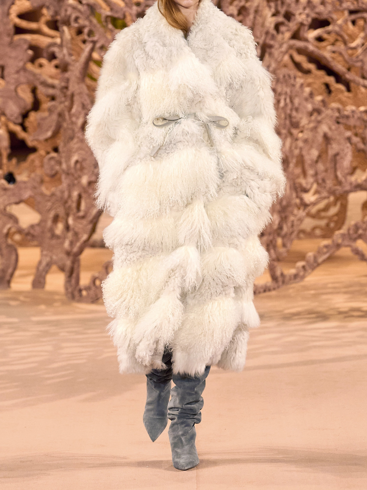 Ulla Johnson Emrys Belted Leather-trimmed Paneled Shearling Coat In Ivory