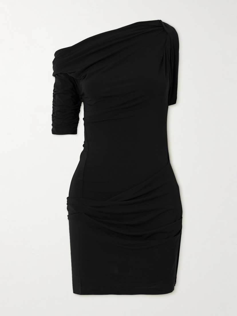 Jacquemus La Mini Robe Drapeado Asymmetric Draped Stretch-jersey Mini Dress