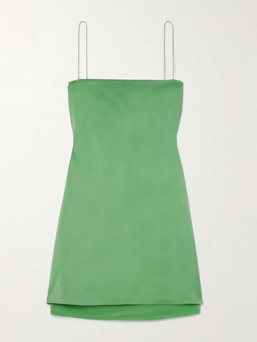 Jacquemus Mia Layered Crepe De Chine-trimmed Satin Mini Dress