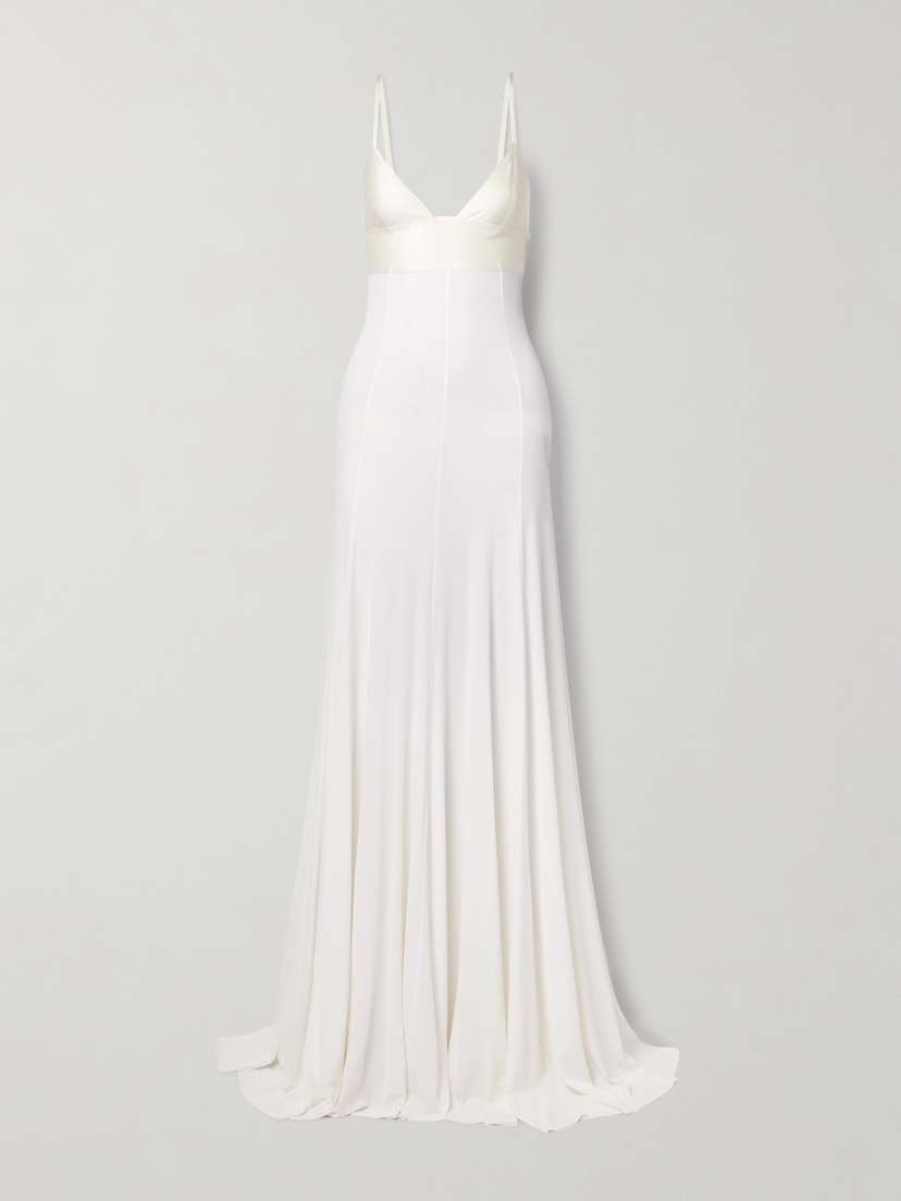 Jacquemus Spallina Satin-trimmed Stretch-crepe Gown