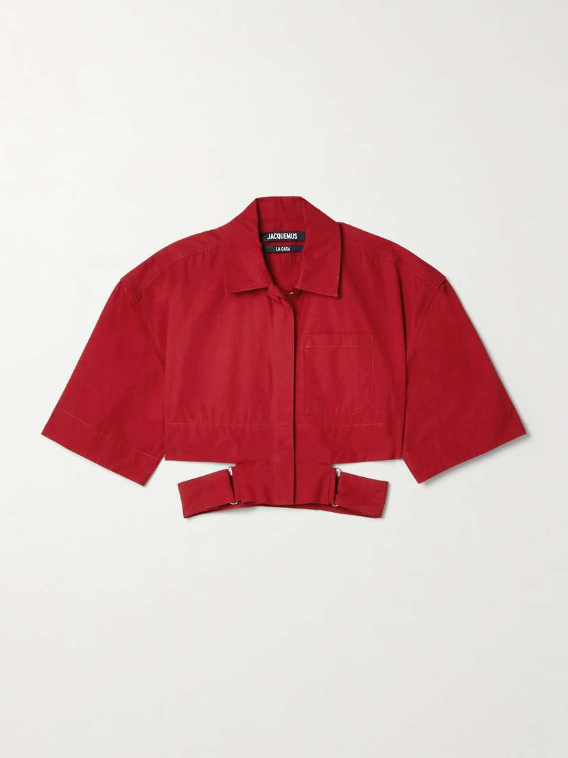 Jacquemus Bari Cropped Cutout Cotton-poplin Shirt