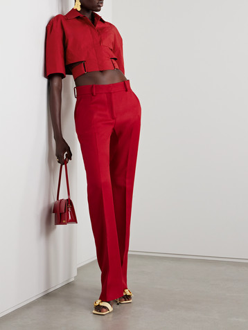 Jacquemus Bari cropped cutout cotton-poplin shirt