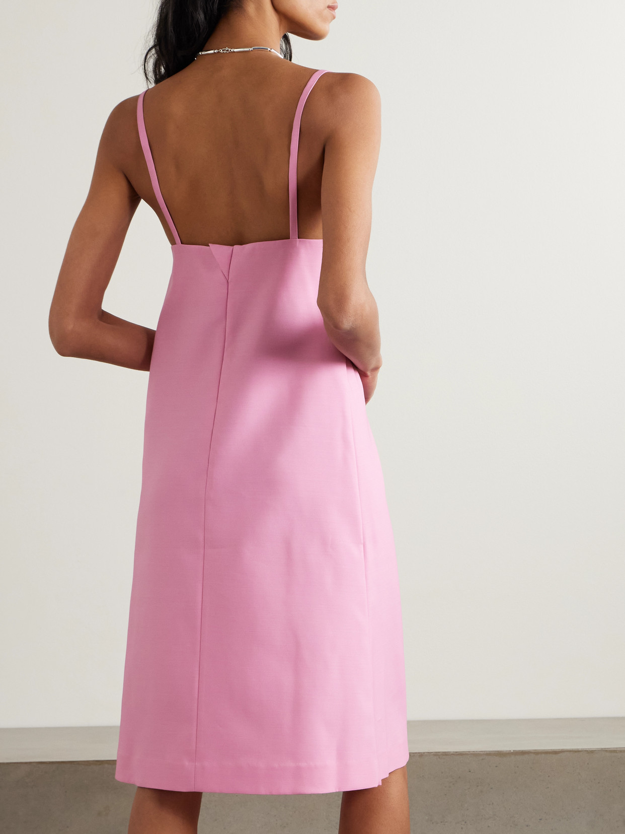 Jacquemus The Camison Wool And Silk-blend Midi Dress In Pink