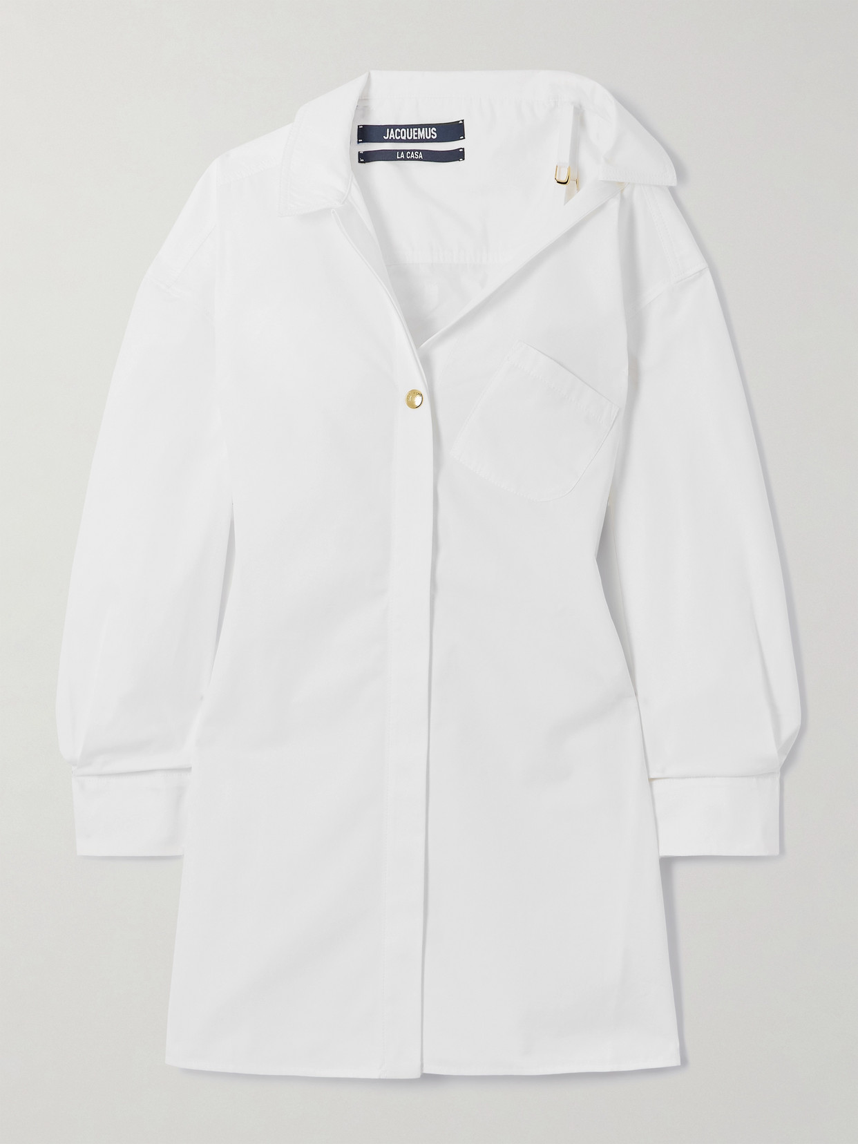 Jacquemus Les Sculptures Dropped Shoulder La Mini Robe Chemisier Dress In White