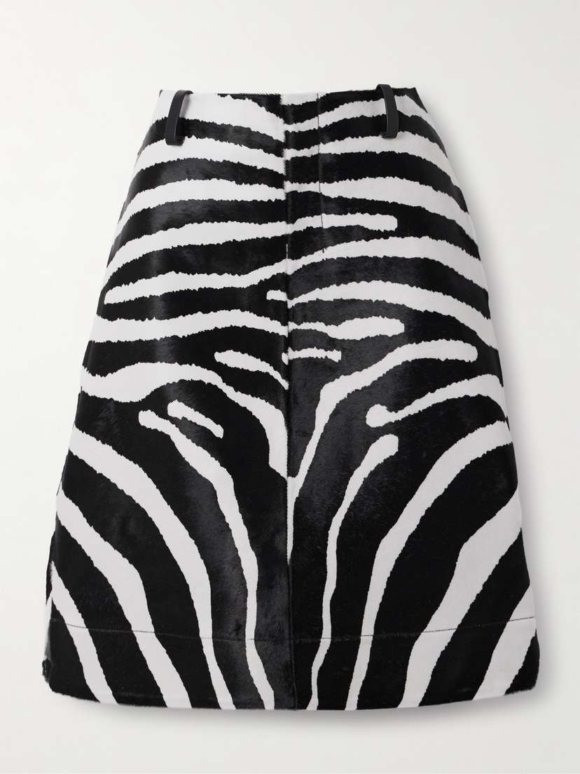 Jacquemus La Jupe Tozzi Leather-trimmed Zebra-print Pony Hair Midi Skirt