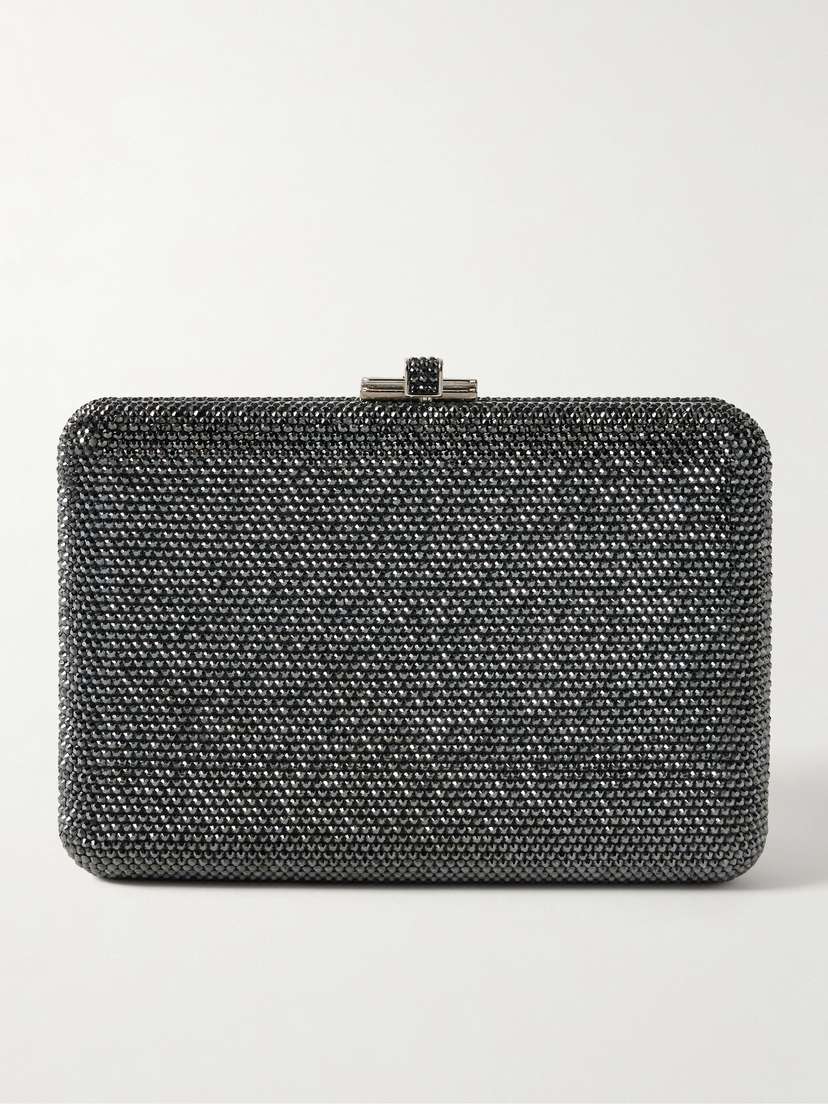 Judith Leiber Couture Slim Slide Crystal-embellished Silver-tone Clutch