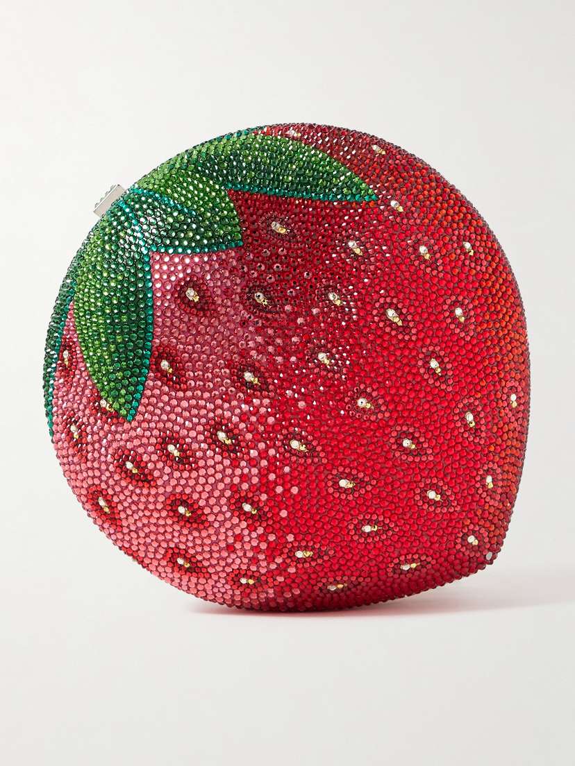 Judith Leiber Couture Strawberry Crystal-embellished Metal Clutch