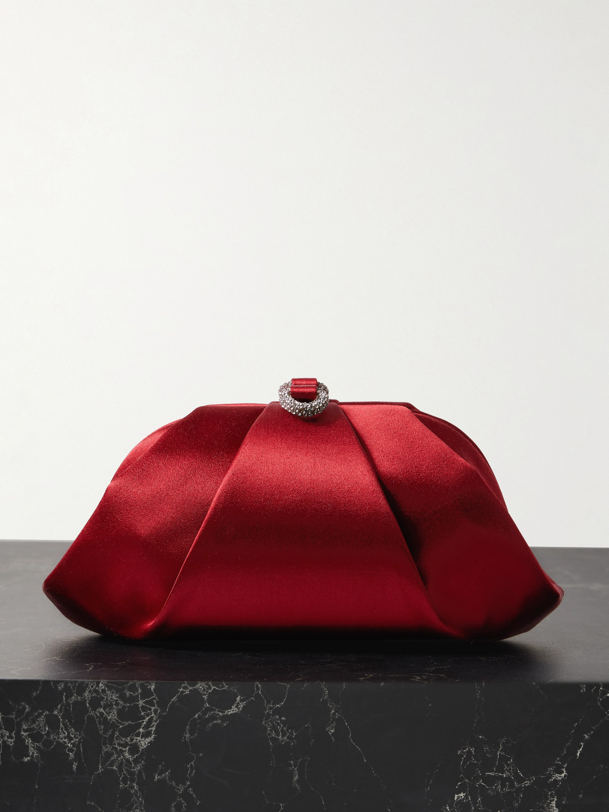 Judith Leiber Gemma Crystal-embellished Satin Clutch In Red