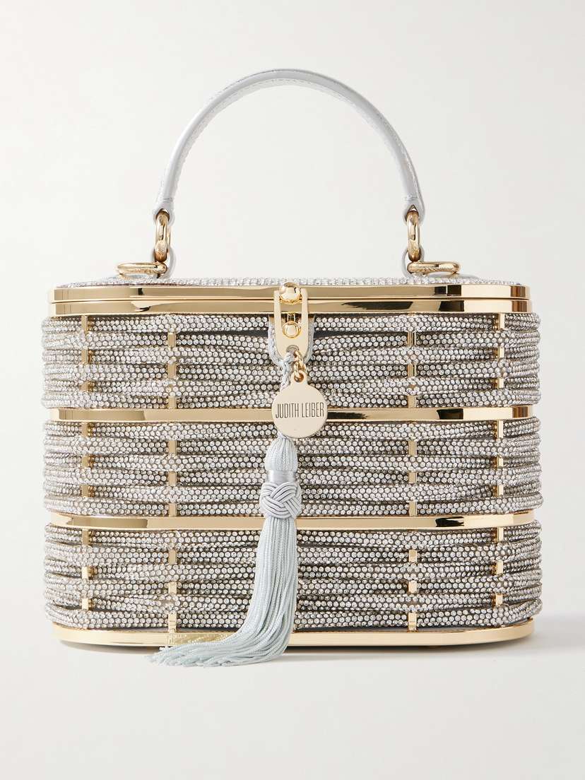 Judith Leiber Couture Willow Woven Crystal-embellished Metallic Leather And Gold-tone Tote