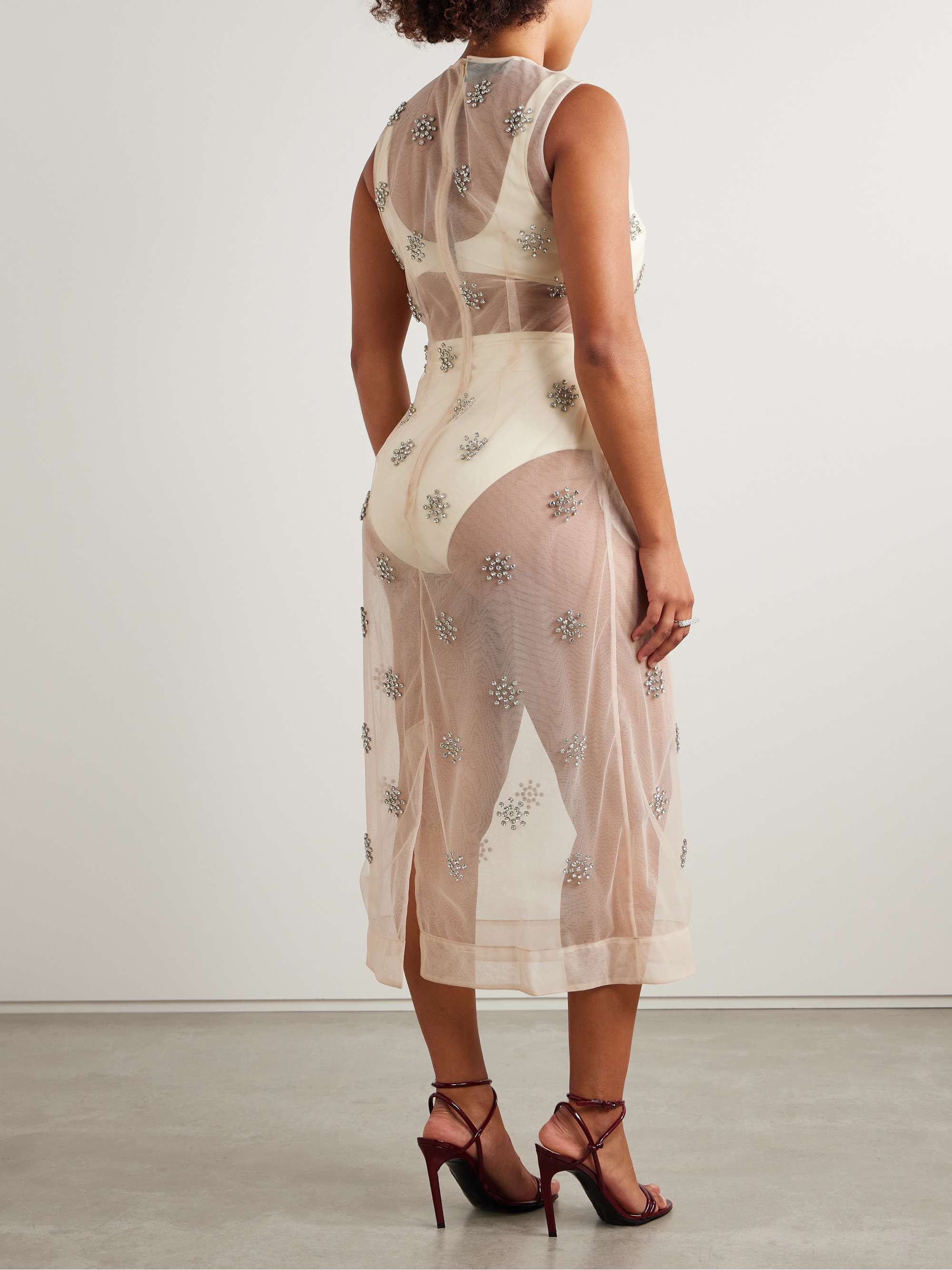Sheer Top Slip Dress — Black/Black – La Garçonne