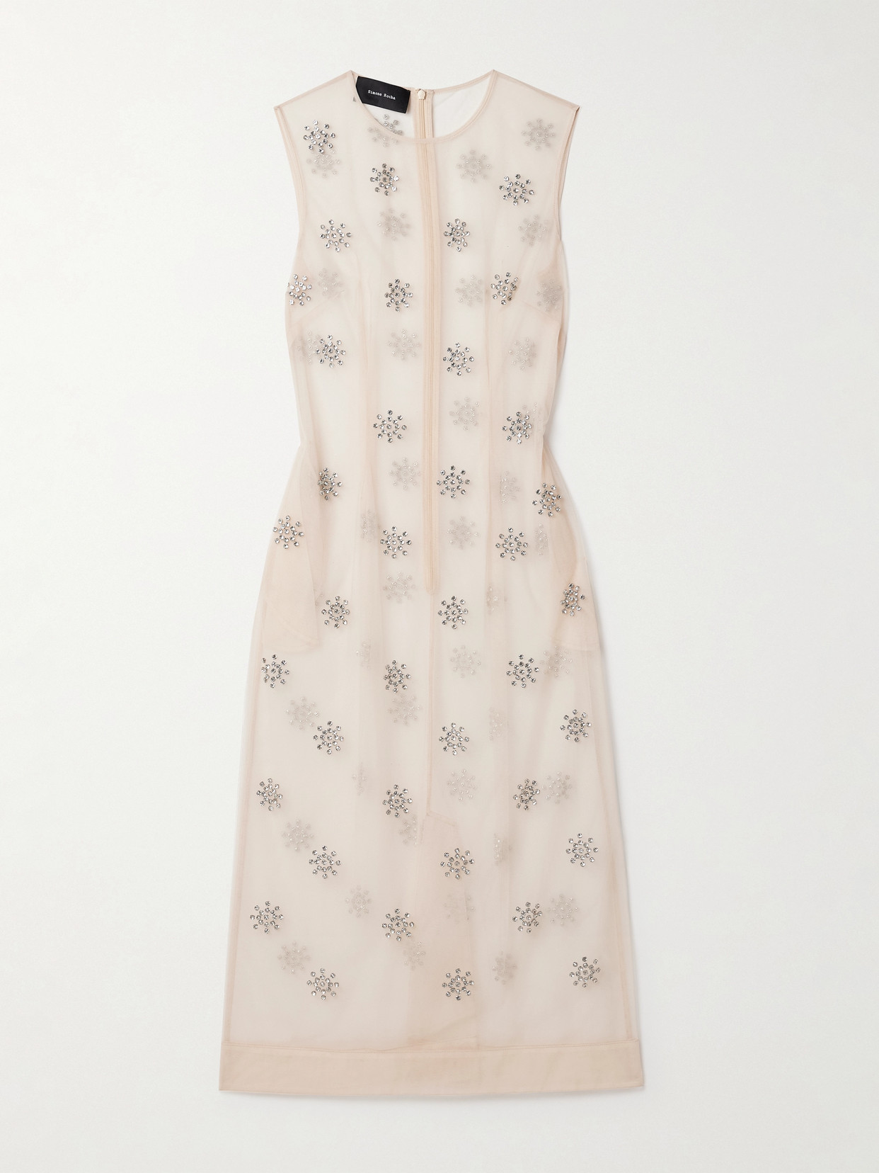 Simone Rocha Embellished Mesh Midi Dress In Pink