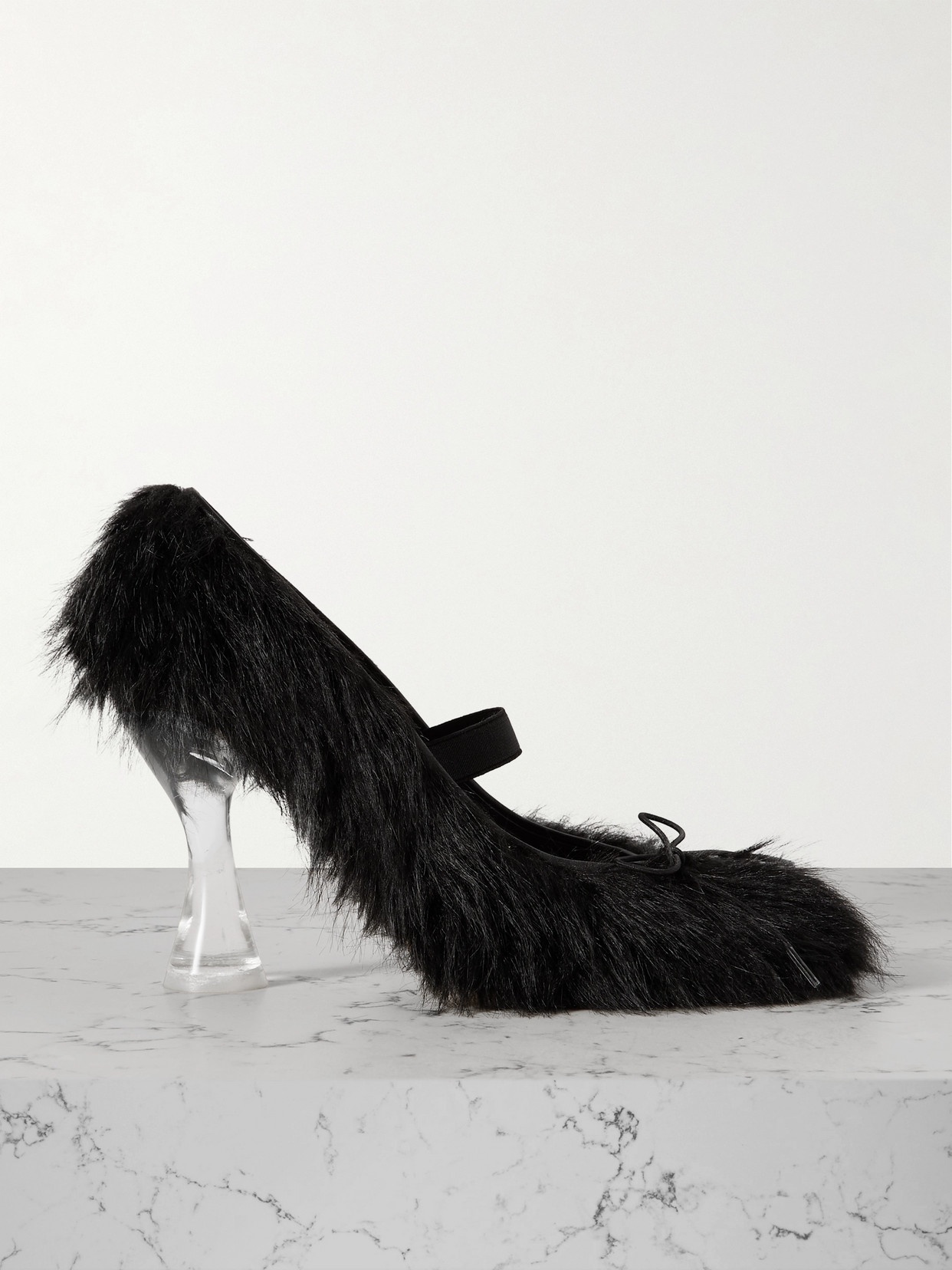 Simone Rocha Bow-embellished Faux-fur Pumps In Black