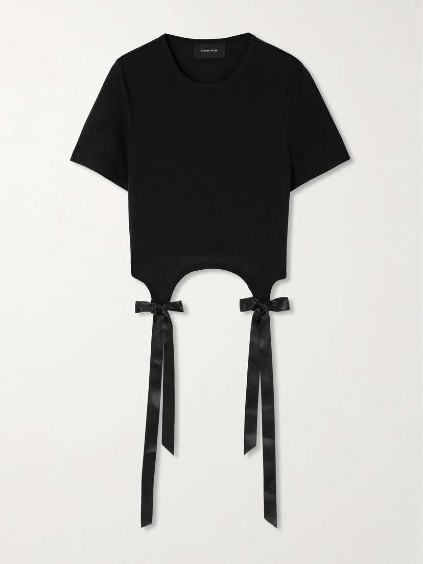 Simone Rocha Bow-detailed Cotton-jersey T-shirt