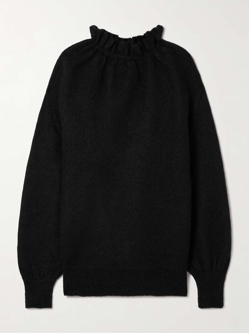 Simone Rocha Oversized Ruffled Brushed Knitted Turtleneck Sweater