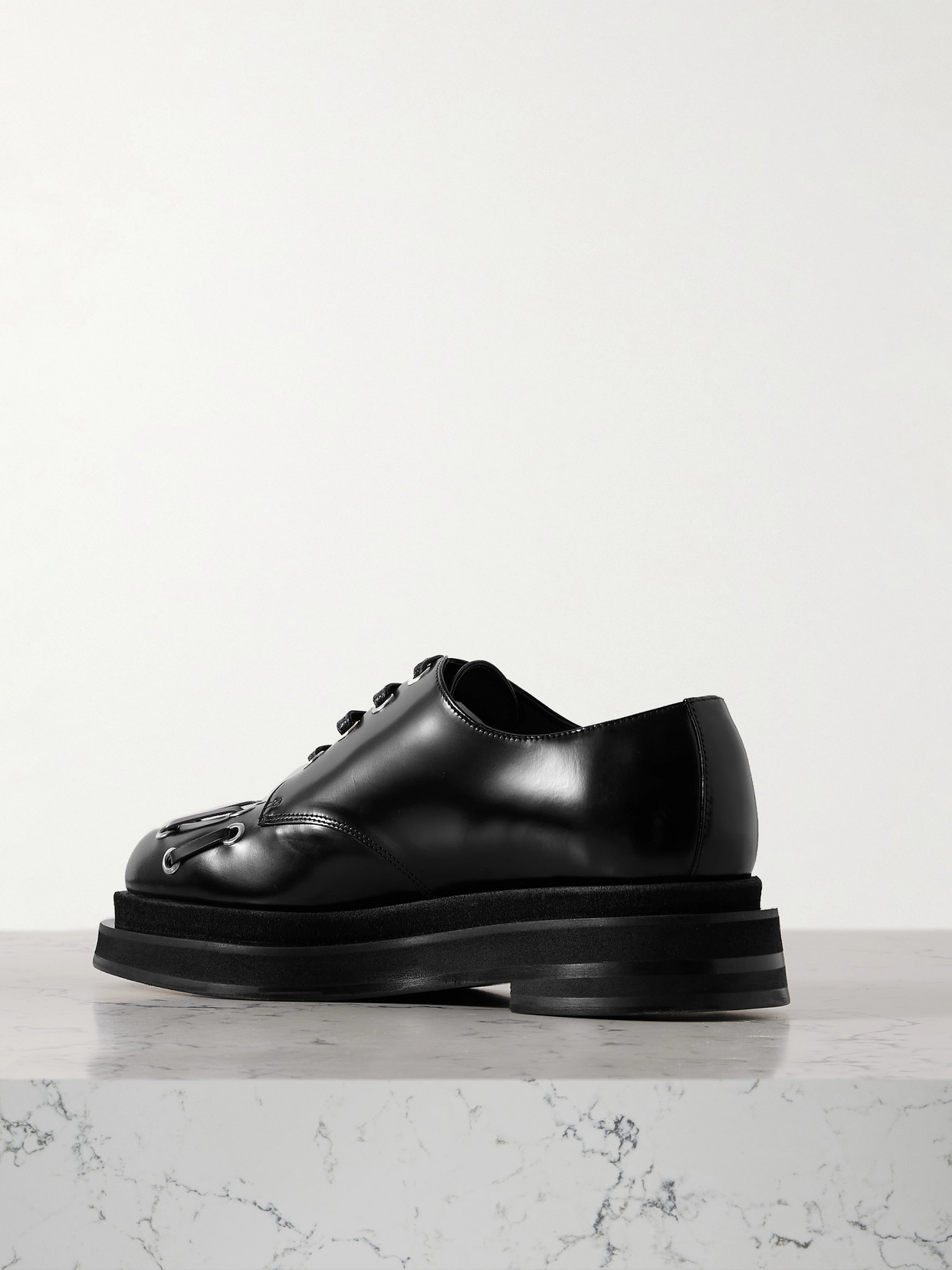 Simone Rocha Embellished Leather Platform Brogues In Black