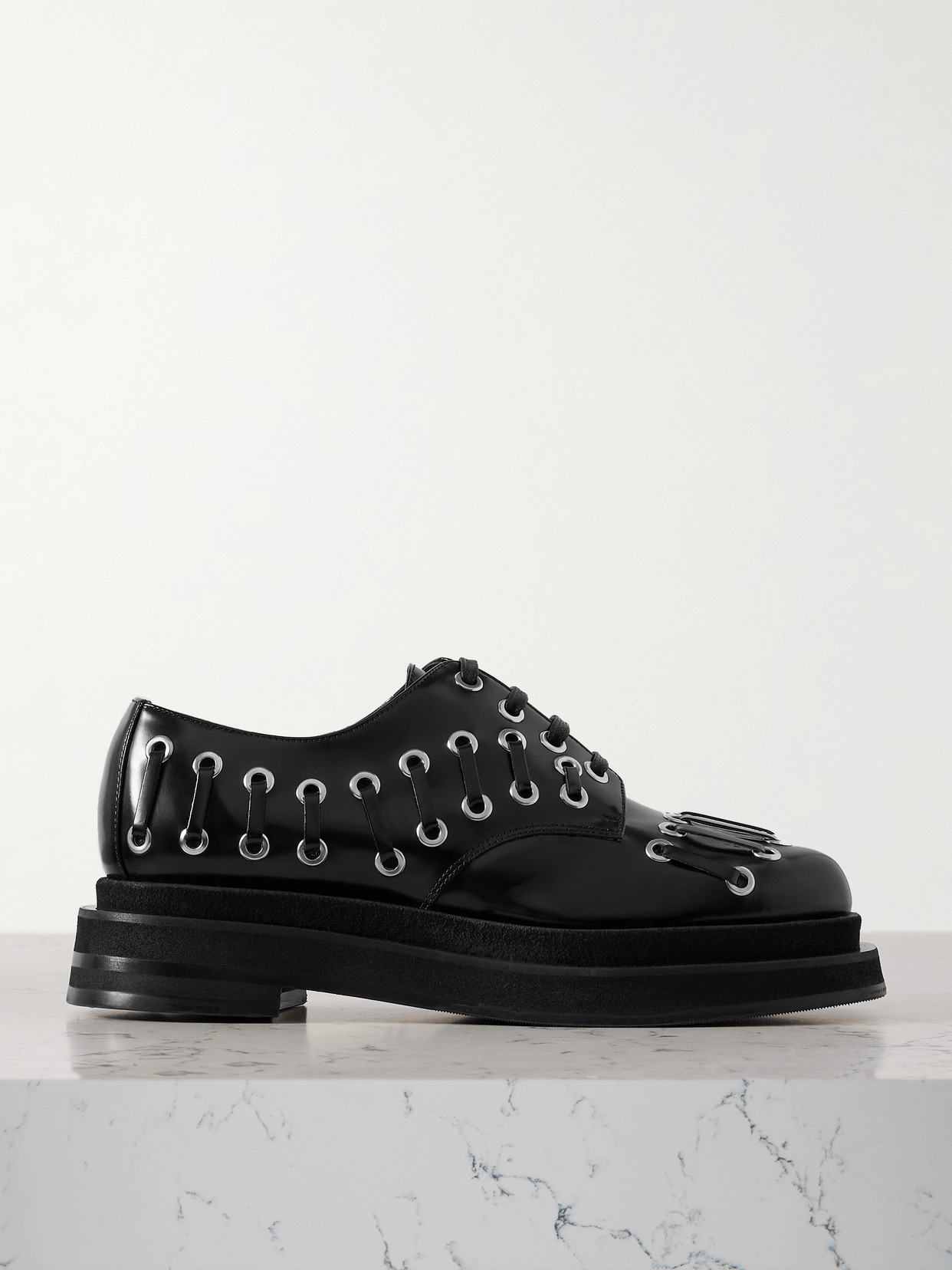 Simone Rocha Embellished Leather Platform Brogues In Black