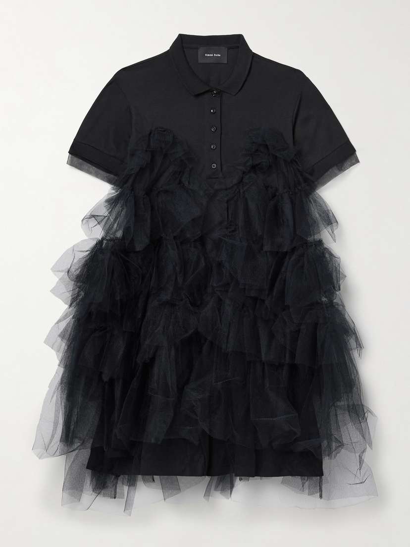 Simone Rocha Cotton-jersey And Ruffled Tulle Mini Dress